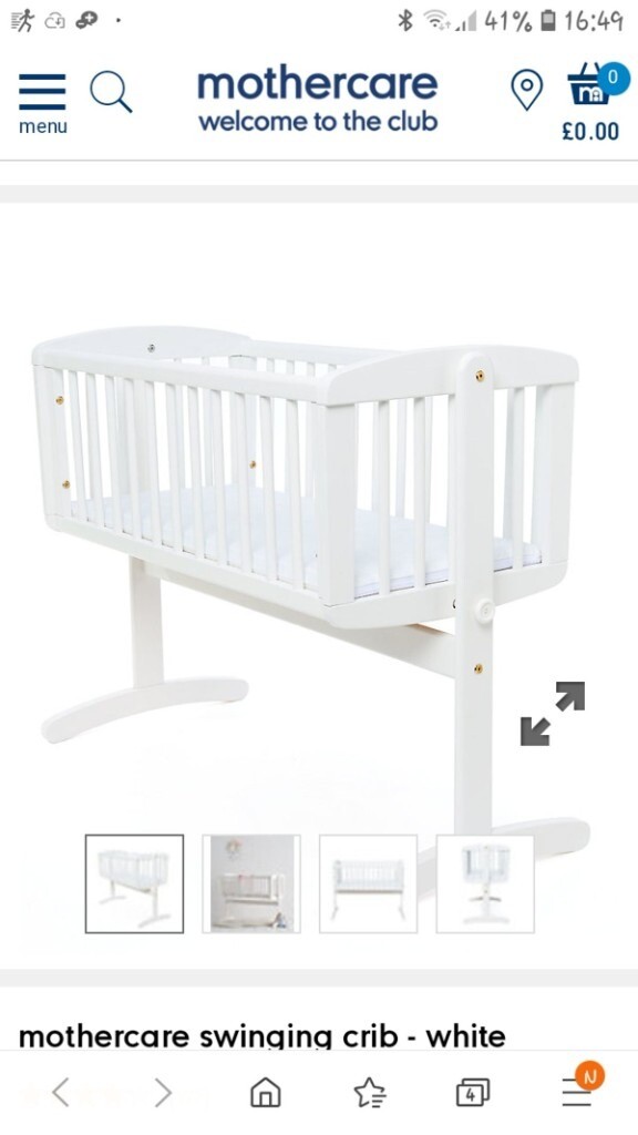 mothercare white swinging crib